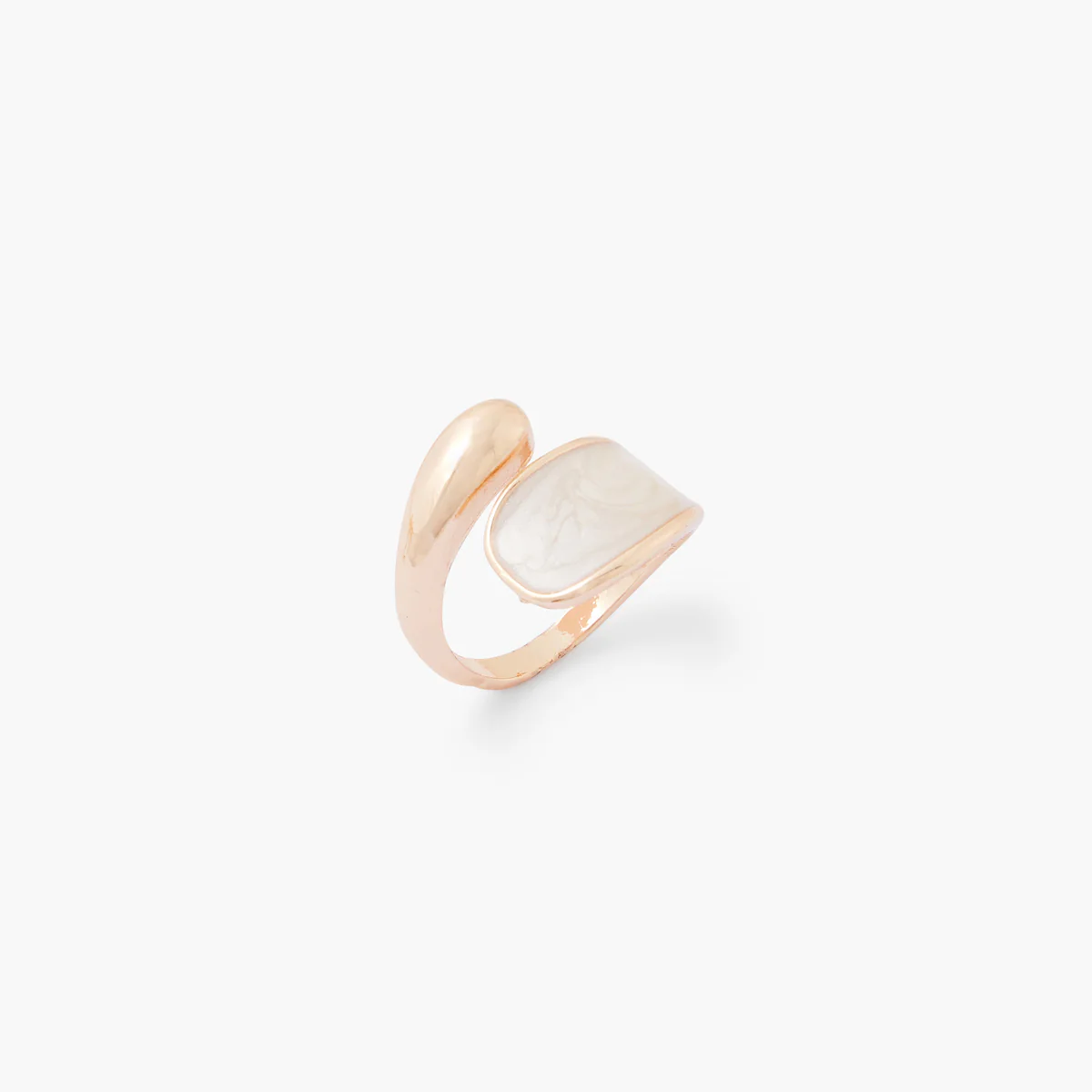 Bague ouverte blanche et dorée - Image 2