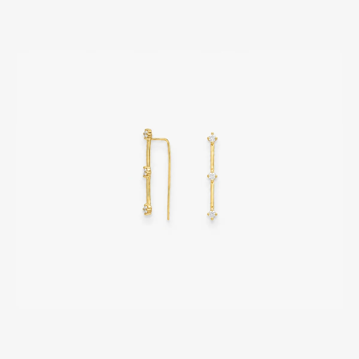 Bijoux d'oreilles barre avec zircon - argent 925 doré