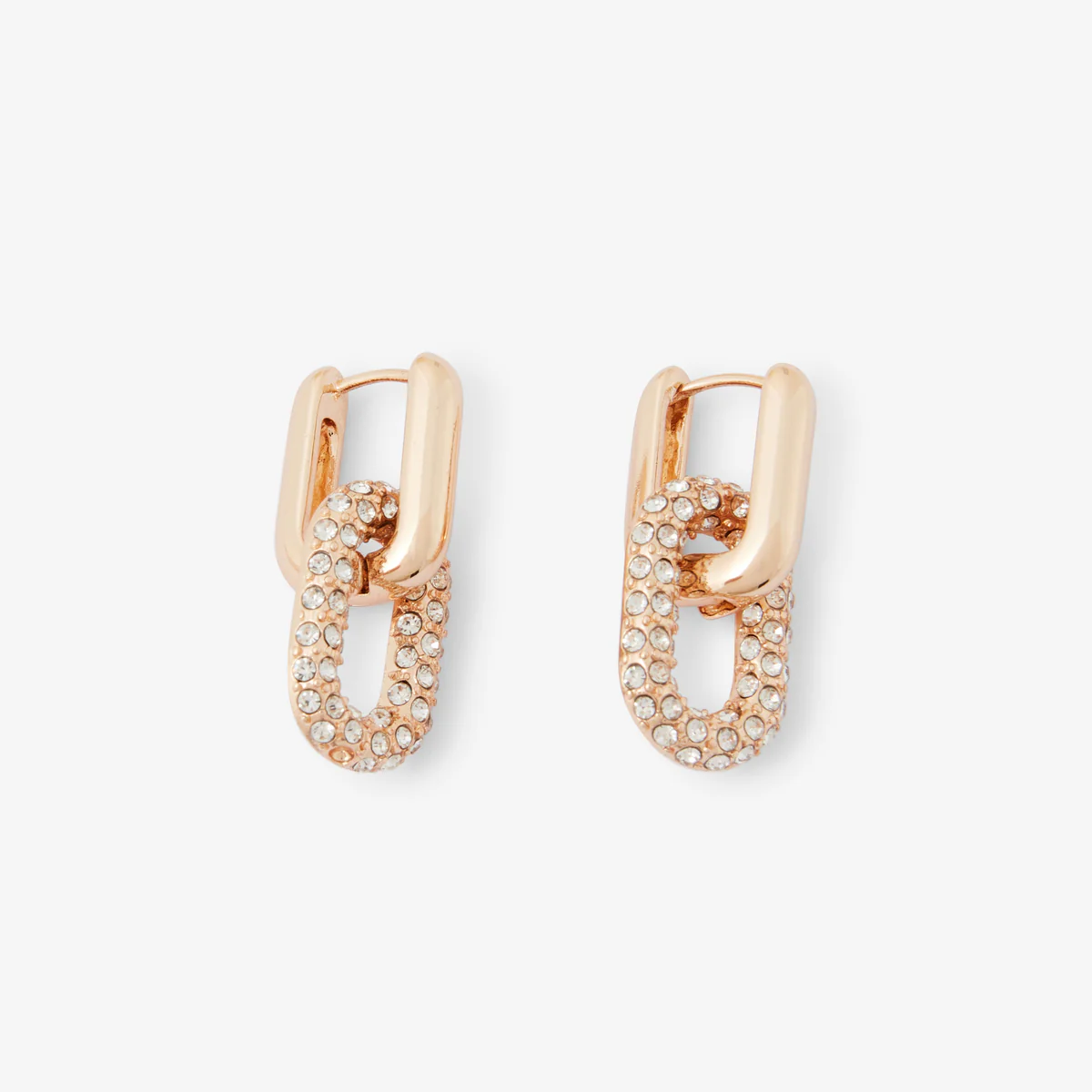 Boucles d’oreilles à double anneaux ovales à strass