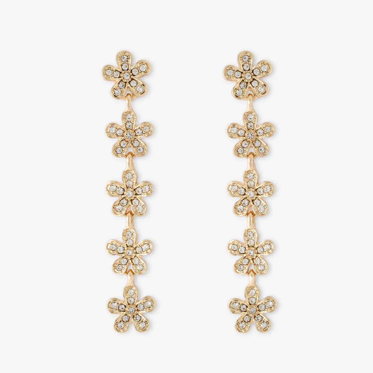 Boucles d’oreilles longues à petites fleurs strassées