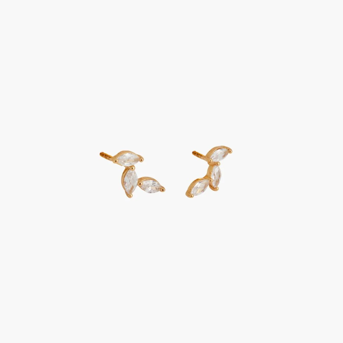 Boucles d'oreilles 3 zircons - argent 925 doré - Image 2