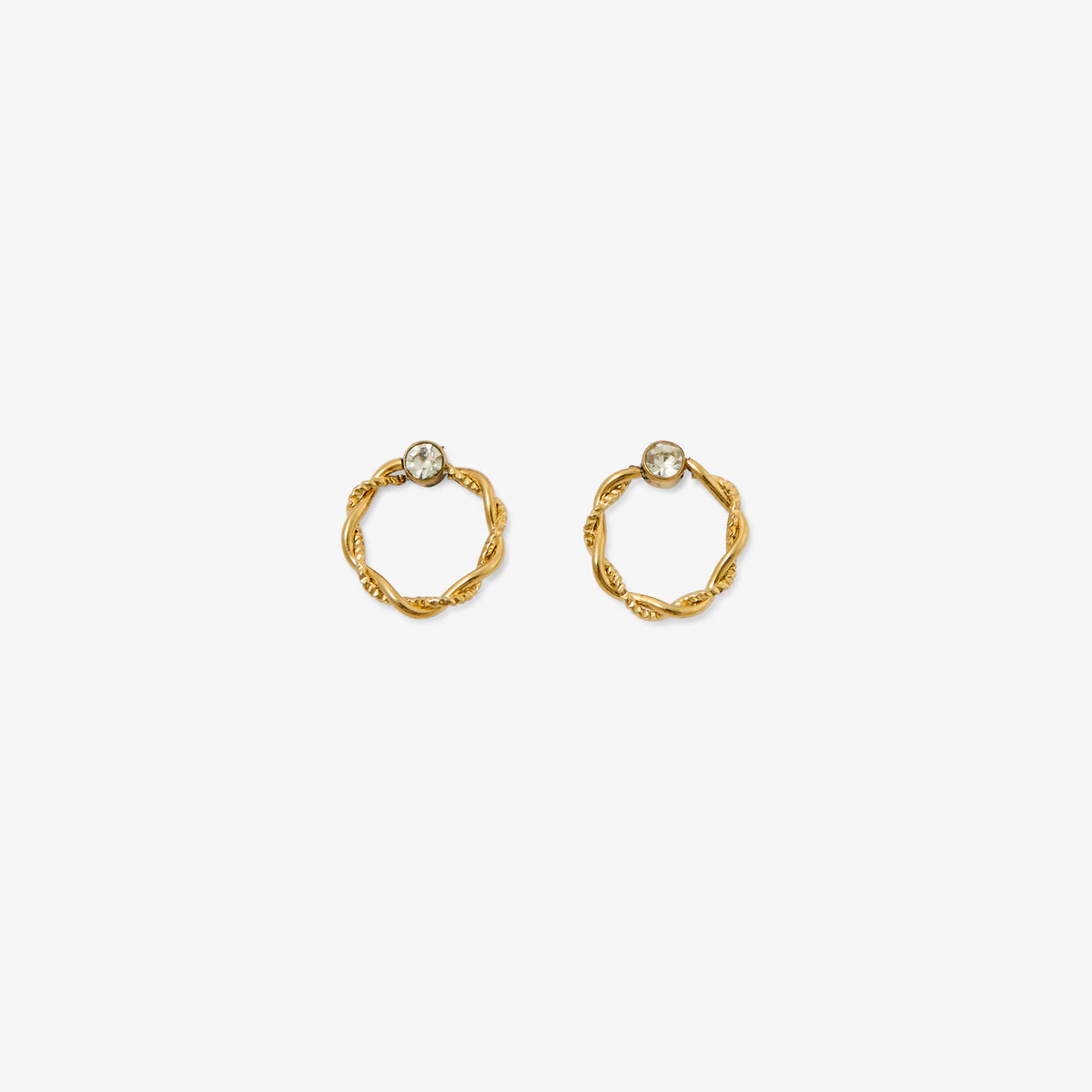 Boucles d'oreilles anneaux twistées avec strass en acier inoxydable