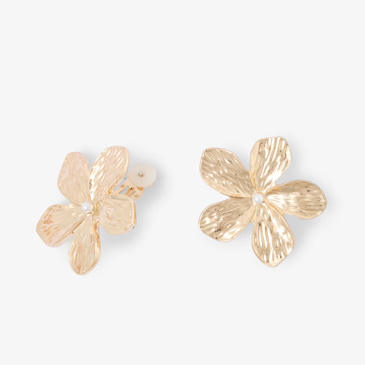 Boucles d'oreilles clips - fleurs dorées - Image 2
