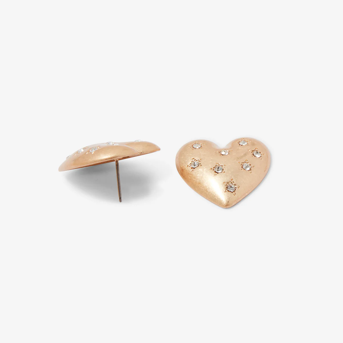 Boucles d'oreilles cœur doré strassé - Image 2