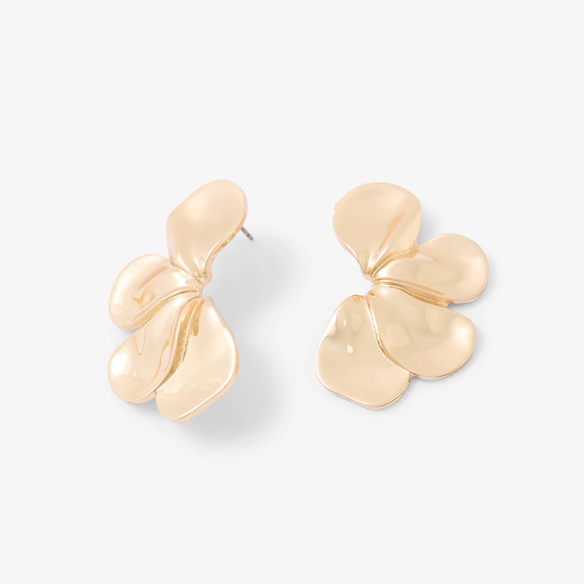 Boucles d'oreilles demi fleurs dorées - Image 2