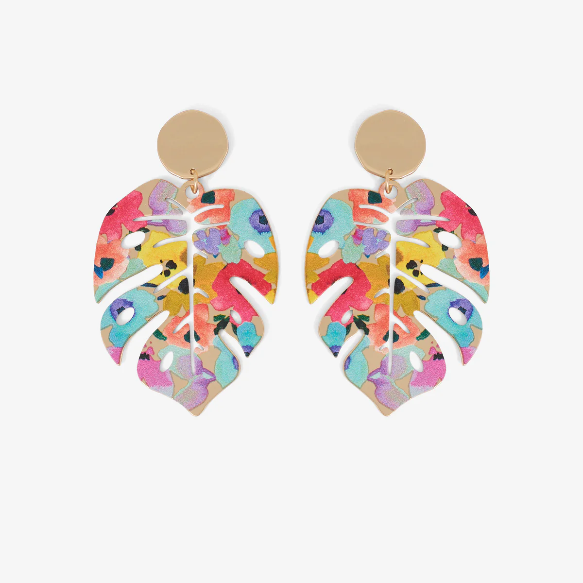 Boucles d'oreilles feuille Balagane imprimé fleurs