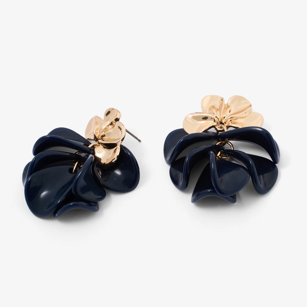 Boucles d'oreilles fleur en métal et résine - Image 2