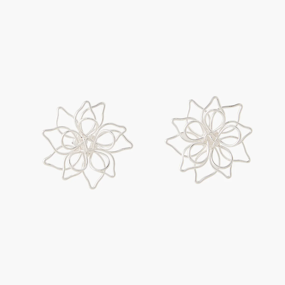 Boucles d'oreilles fleurs argentées
