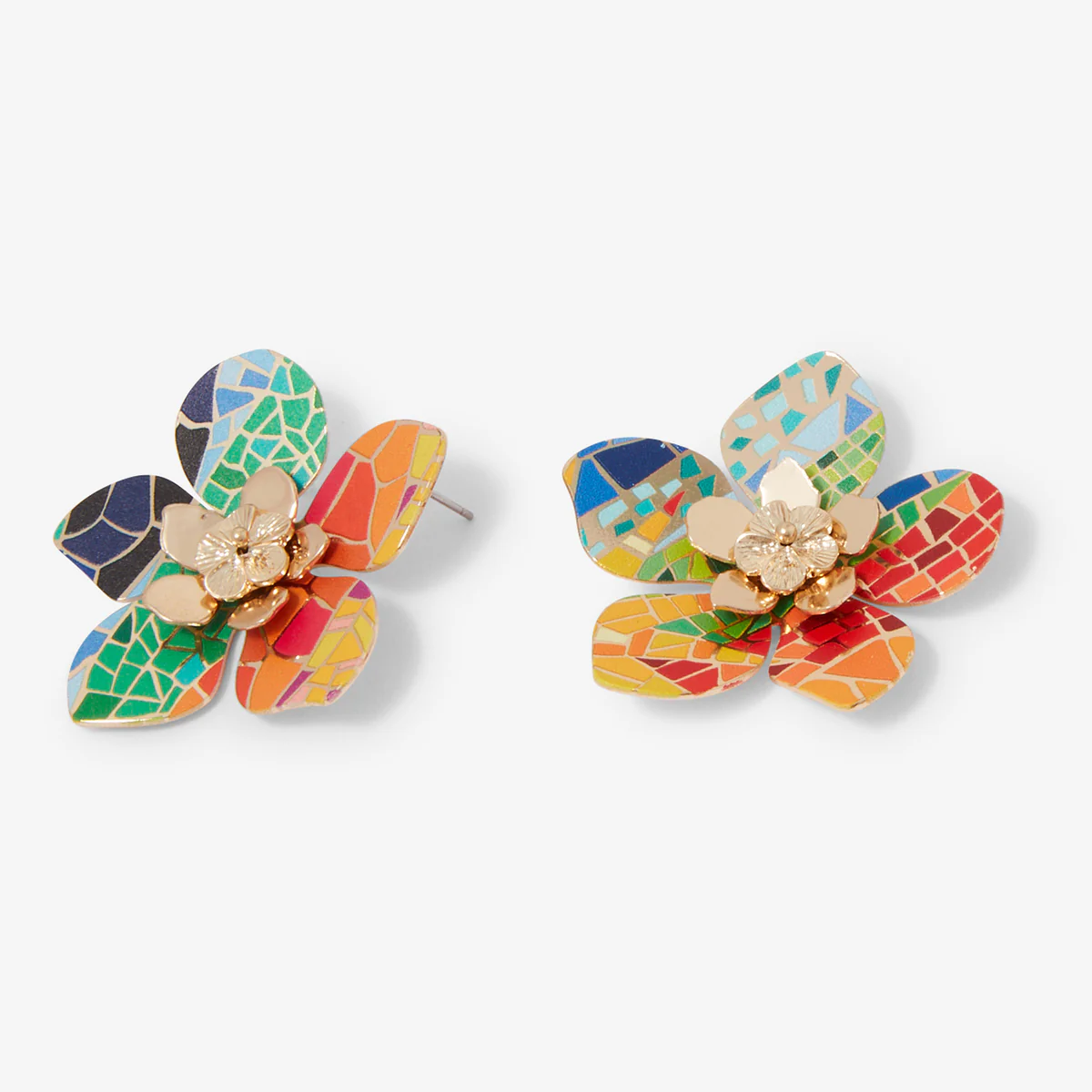 Boucles d'oreilles fleurs Balagane imprimé mosaïque - Image 2