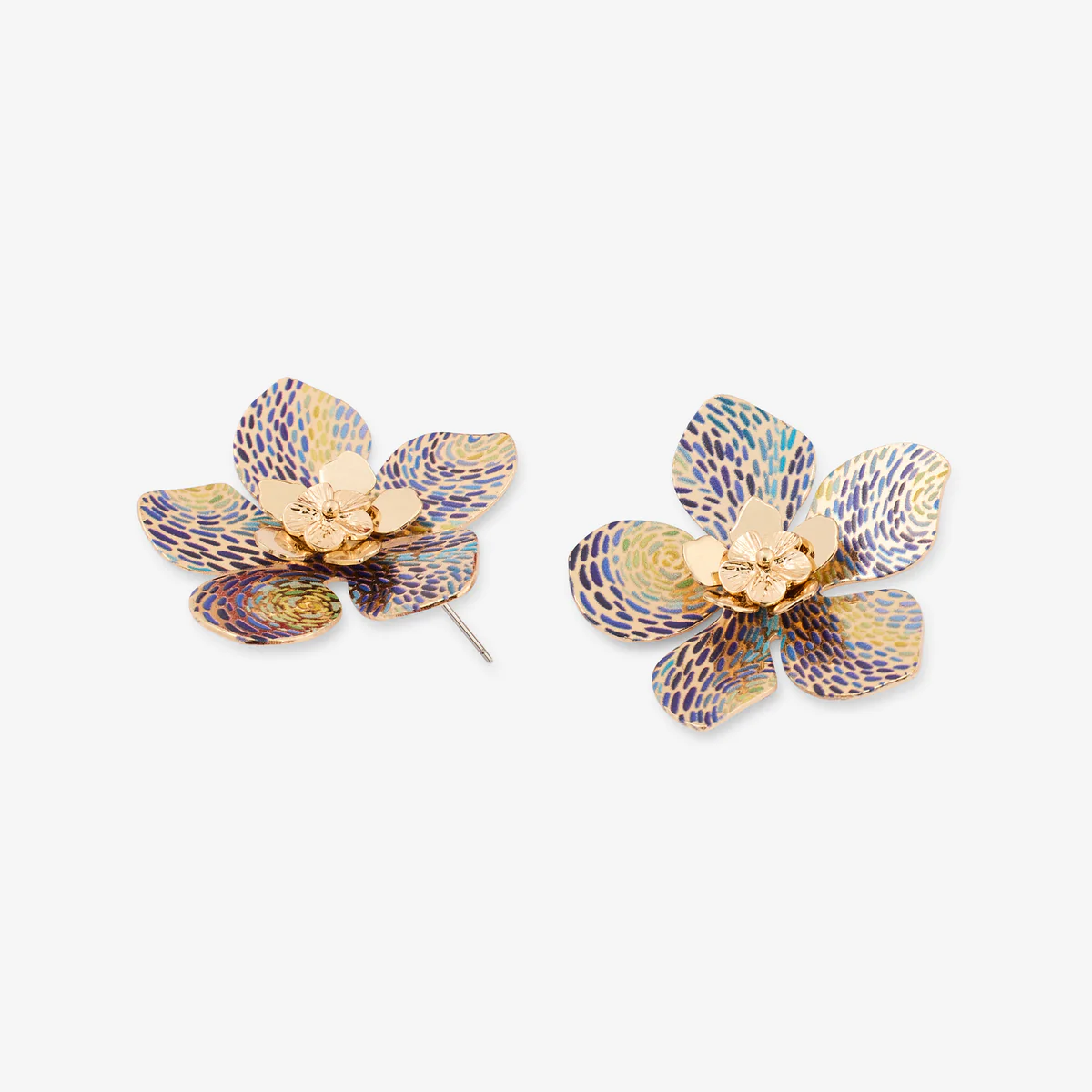 Boucles d'oreilles fleurs Balagane imprimé pointillisme - Image 2