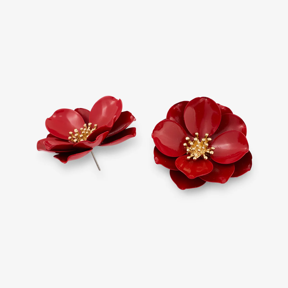 Boucles d'oreilles fleurs rouges - Image 2