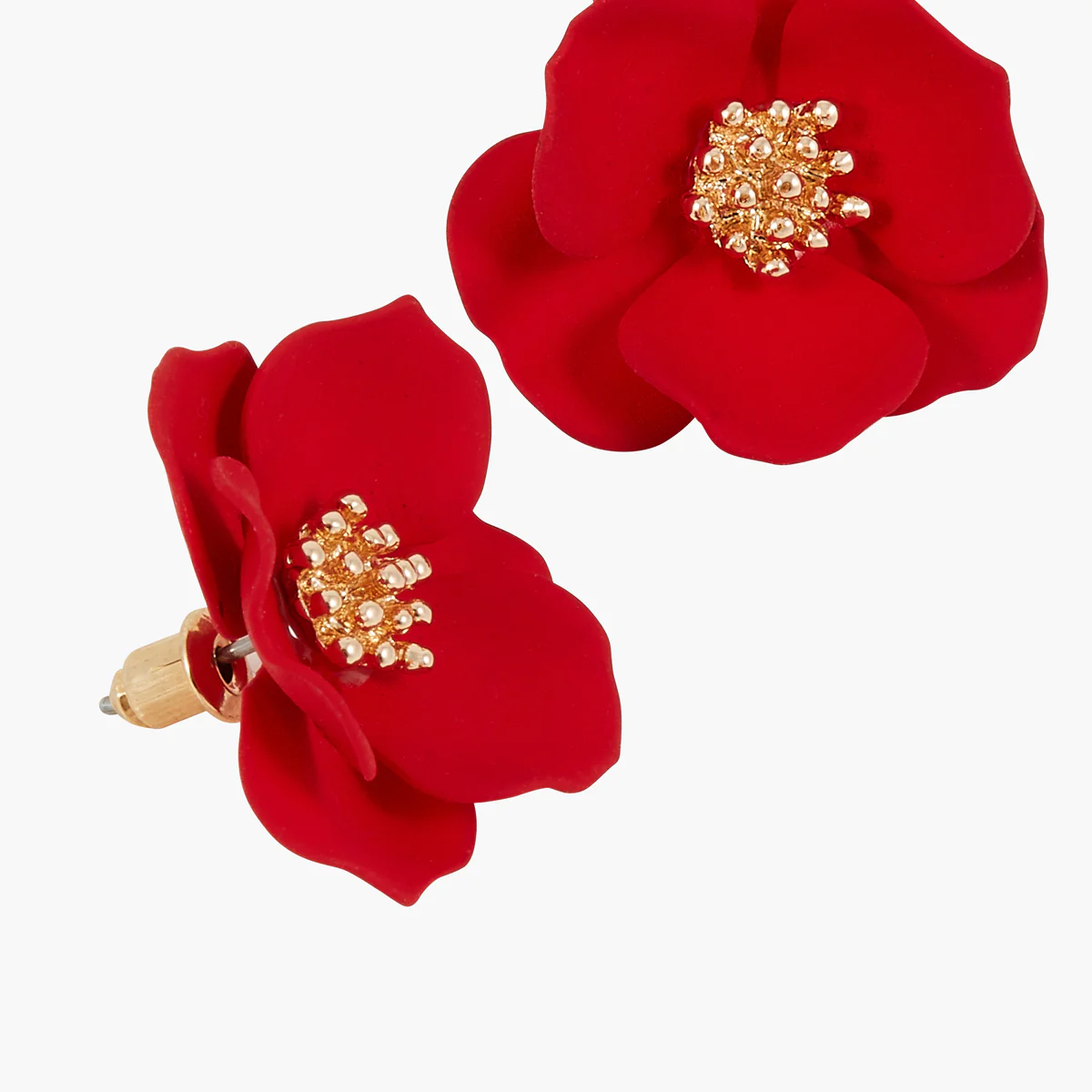 Boucles d'oreilles fleurs rouges - Image 3