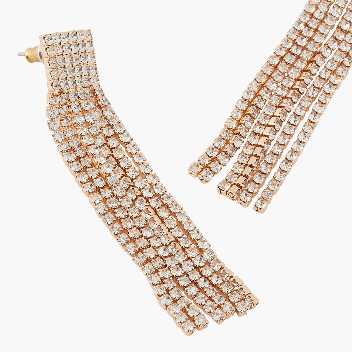 Boucles d'oreilles longues à franges strassées - Image 2