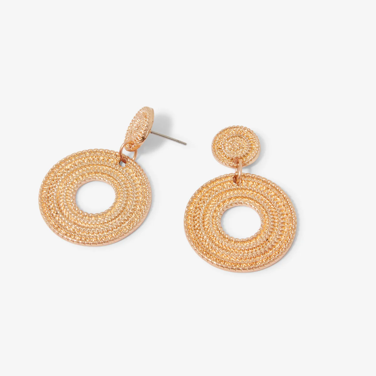Boucles d'oreilles pendantes cercles dorés - Image 2