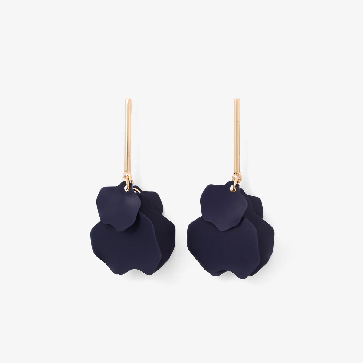 Boucles d'oreilles pendantes fleurs bleu marine