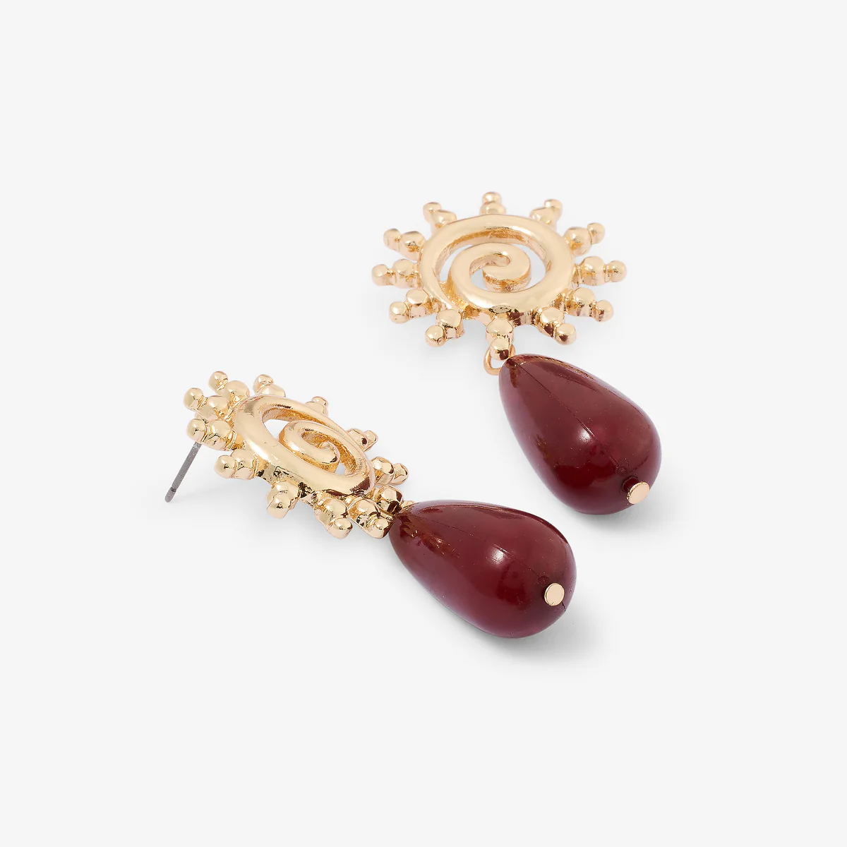 Boucles d'oreilles soleil et perle en résine - Image 2