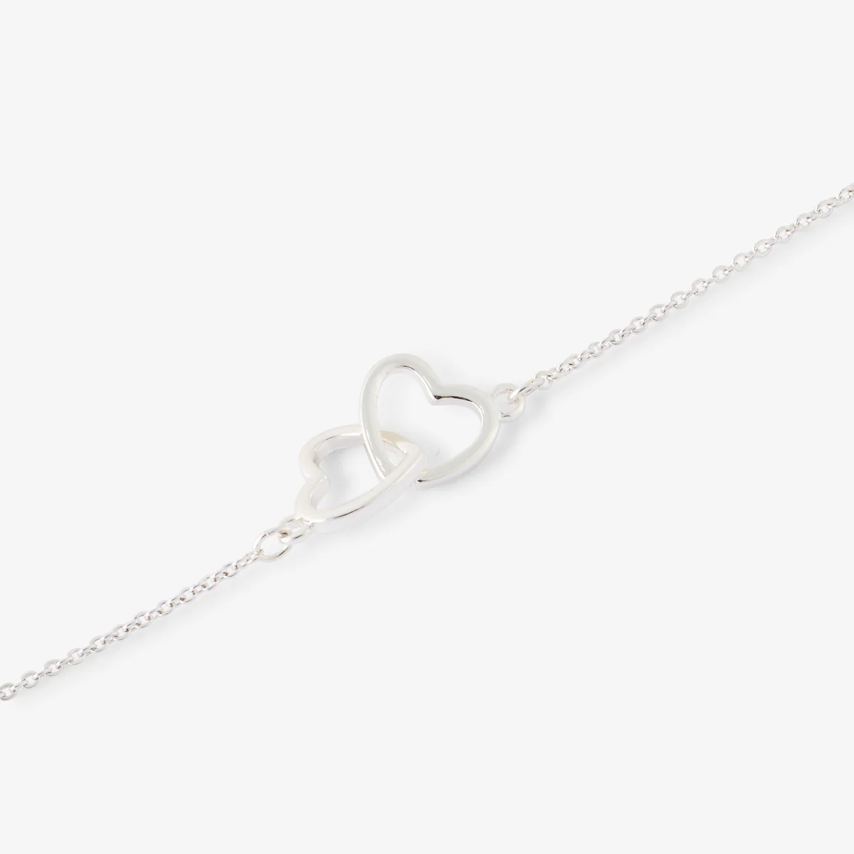 Bracelet chaîne fine cœurs entremêles argentés - Image 2