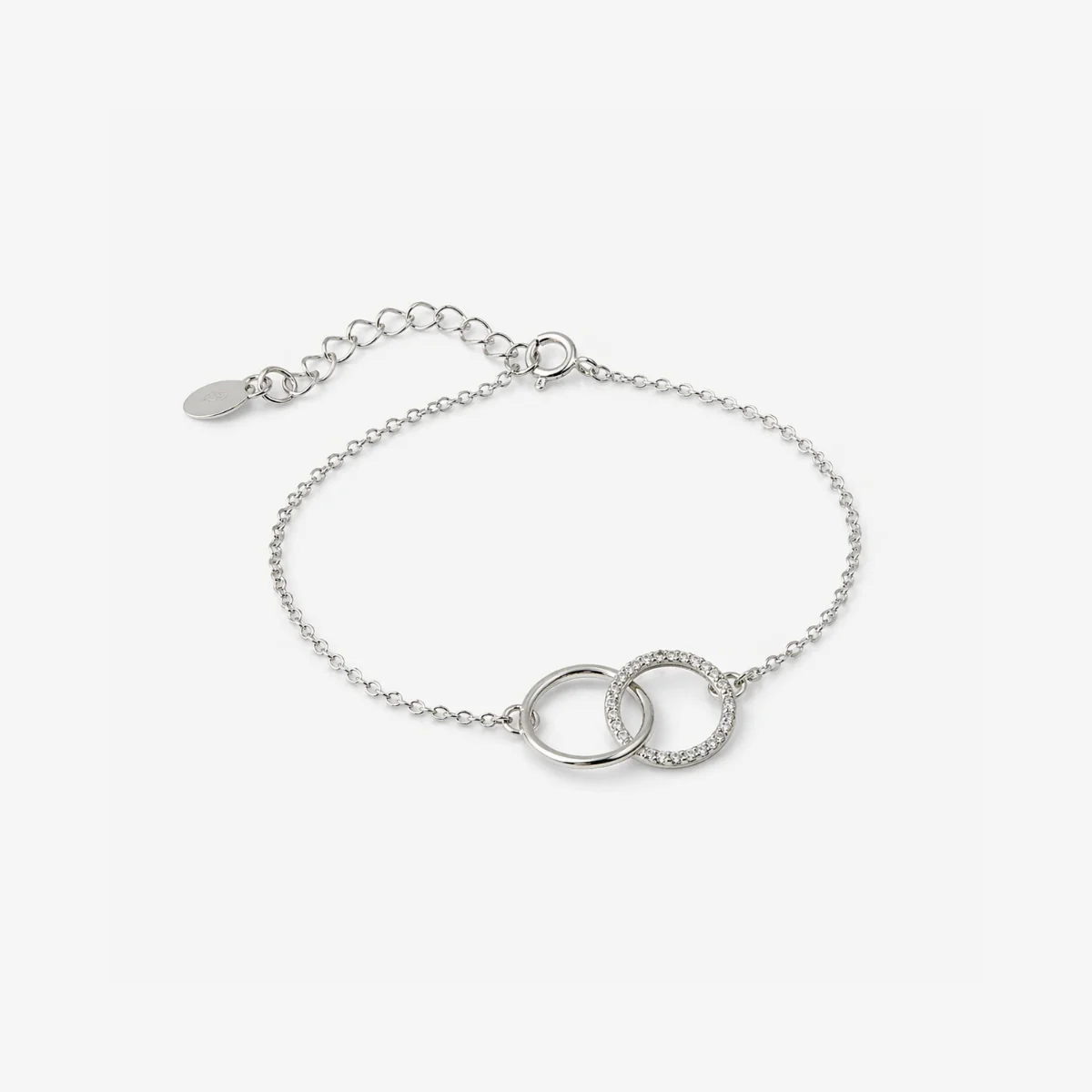 Bracelet chaine fine double anneaux avec zircon - argent garanti 925