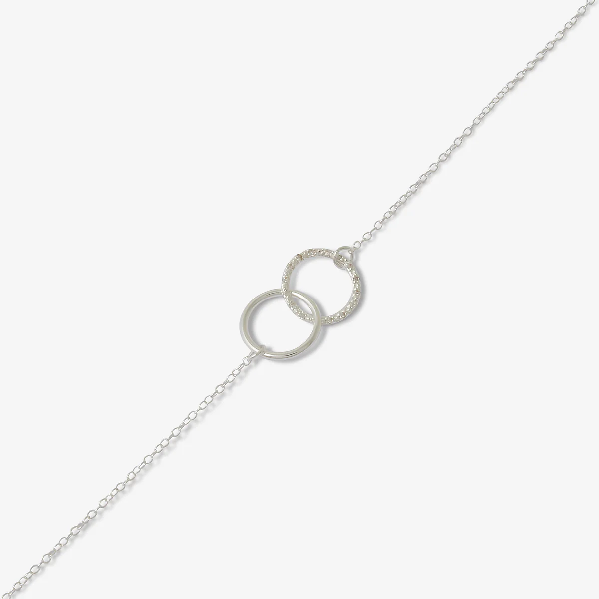 Bracelet chaine fine double anneaux avec zircon - argent garanti 925 - Image 2