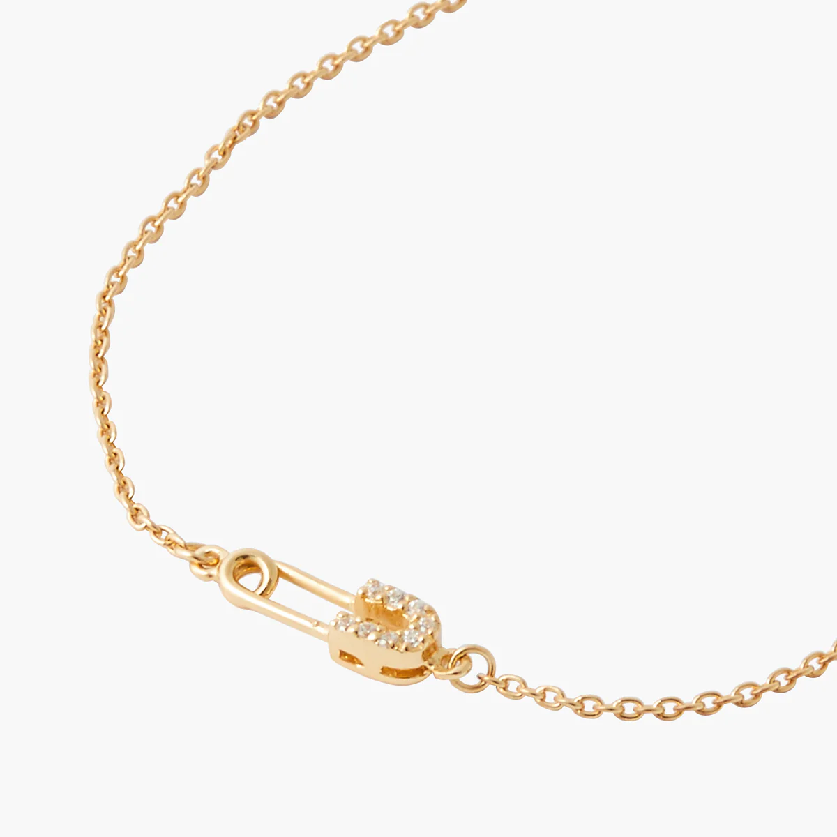Bracelet chaine fine épingle à nourrice zircon - argent 925 doré - Image 3