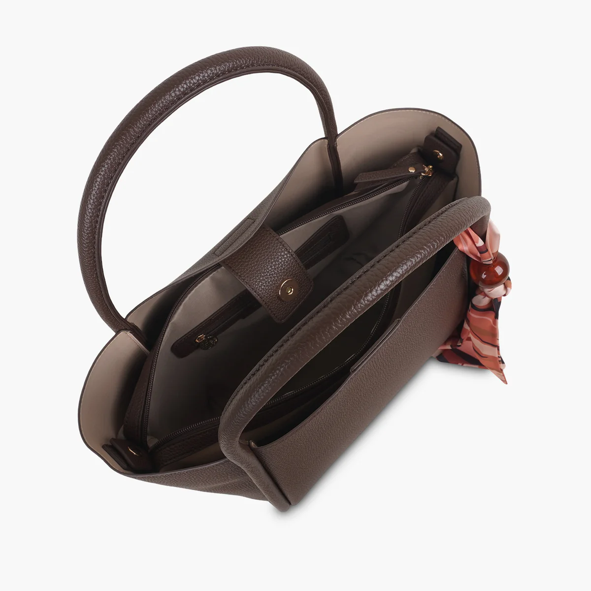 Cabas marron avec foulard - Image 4