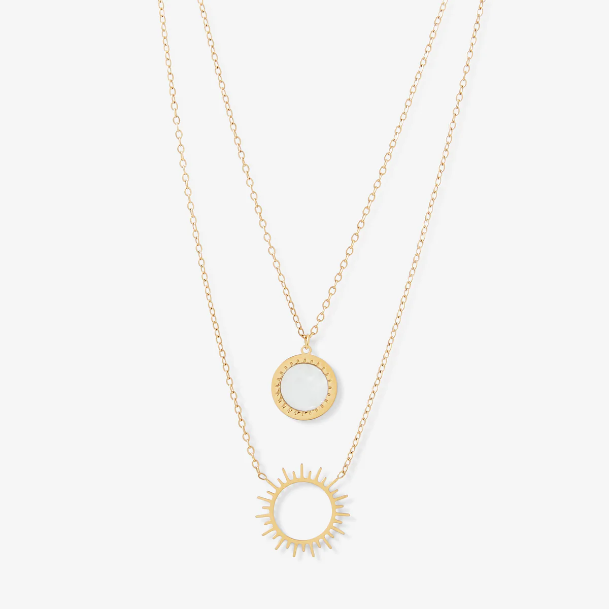 Collier 2 rangs soleil et nacre acier inoxydable