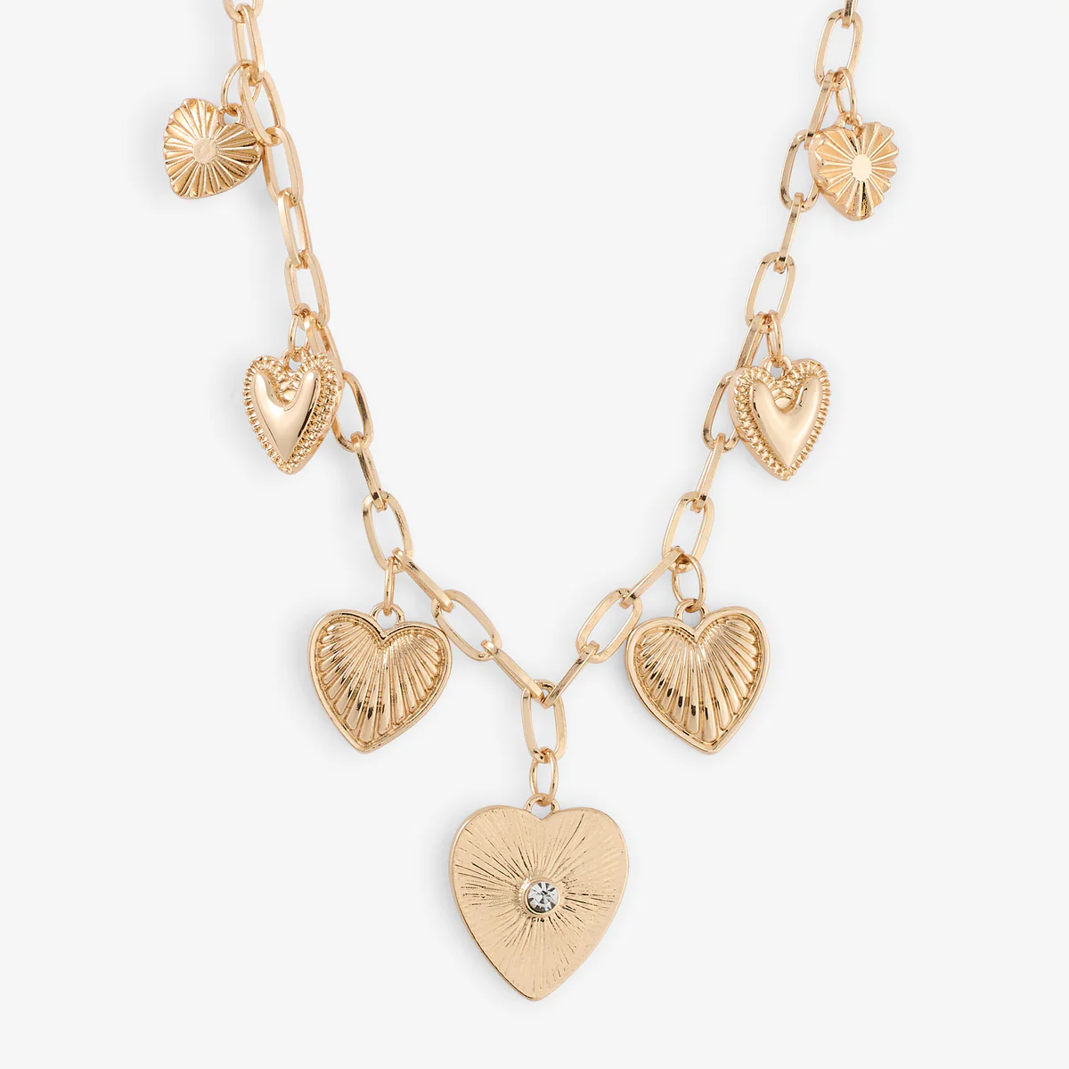 Collier chaine épaisse avec pendentifs cœurs