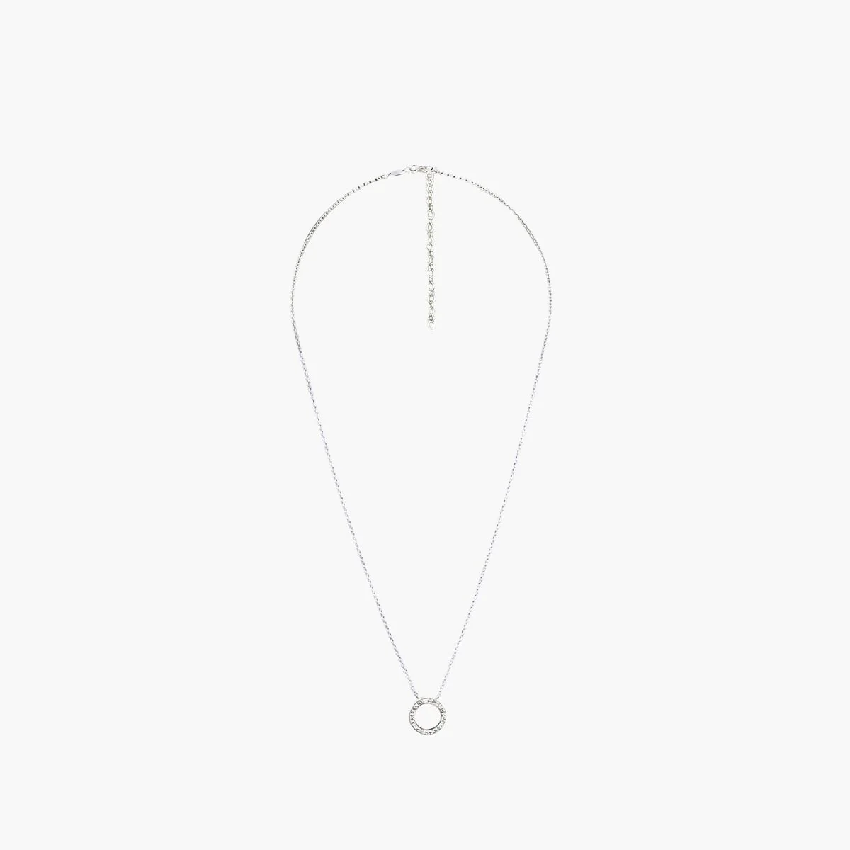 Collier chaîne fine à pendentif argent garanti 925 et anneau strassé - Image 2