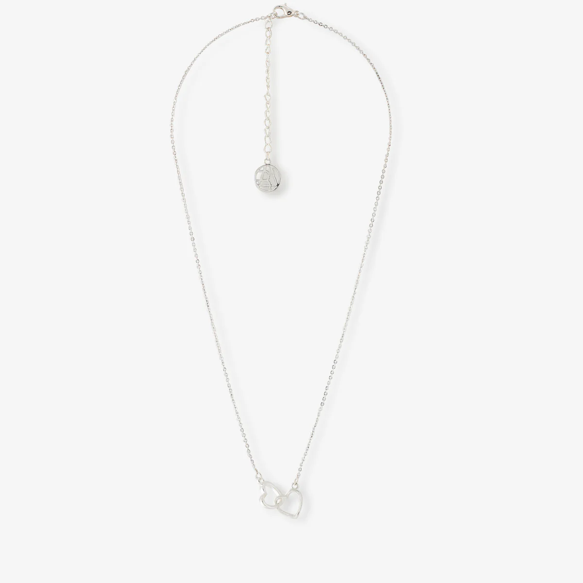 Collier chaîne fine cœurs entremêlés argenté - Image 2