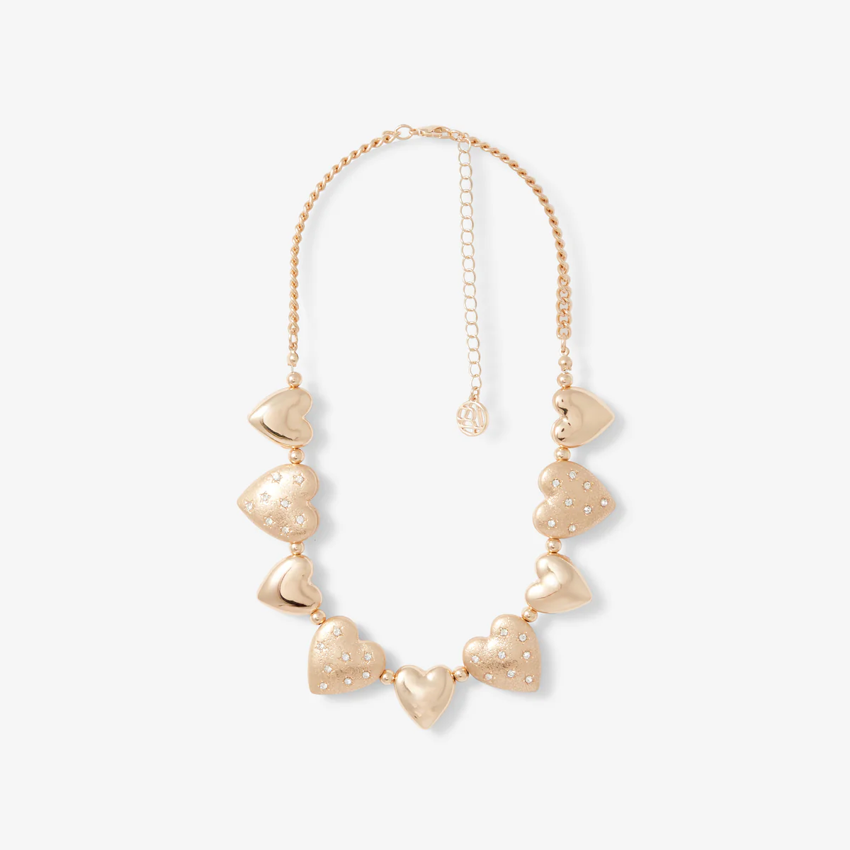 Collier cœurs en métal doré avec strass - Image 3