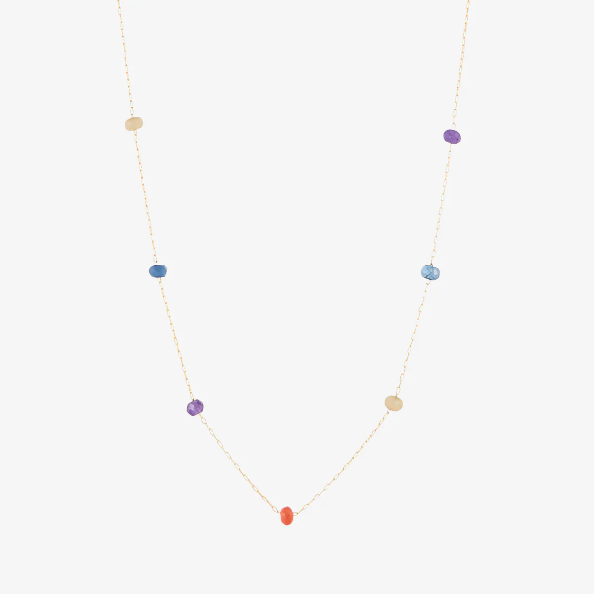 Collier fin acier inoxydable perles à facettes multicolores