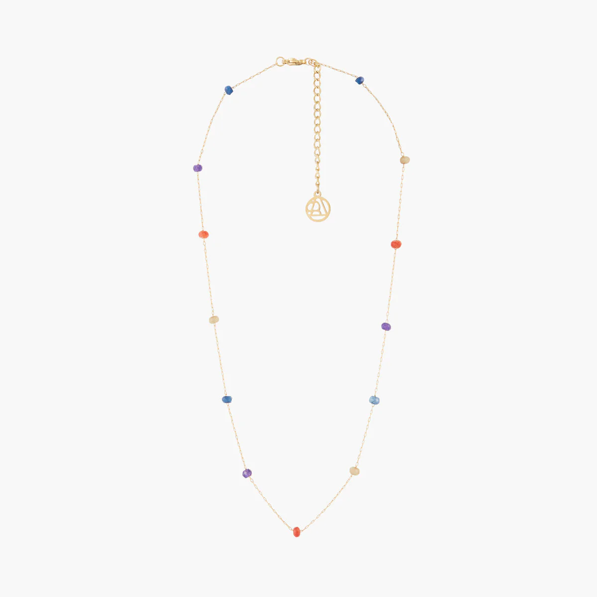 Collier fin acier inoxydable perles à facettes multicolores - Image 3