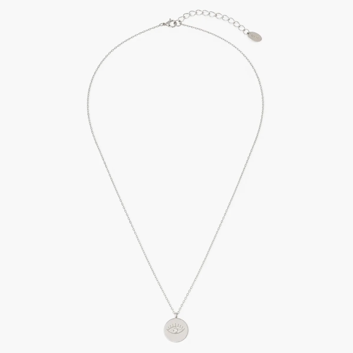 Collier fin argent 925 à médaillon serti d'un diamant 12 mm - Image 2