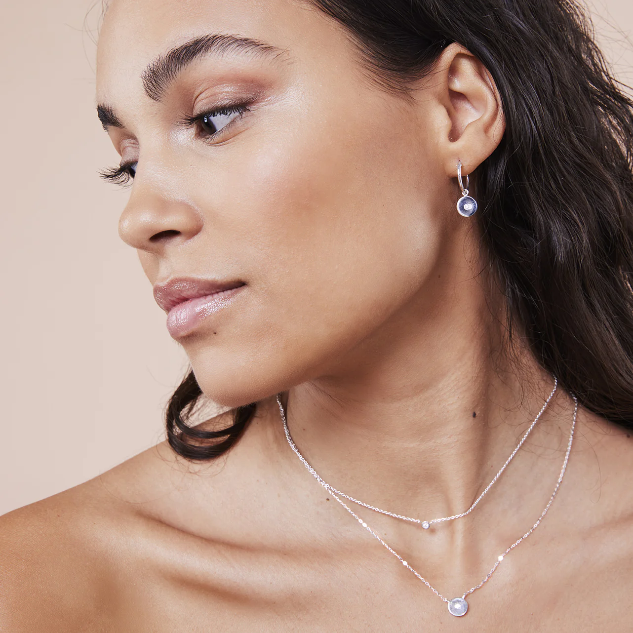 Collier fin argent 925 à médaillon serti d'un diamant 8 mm - Image 3