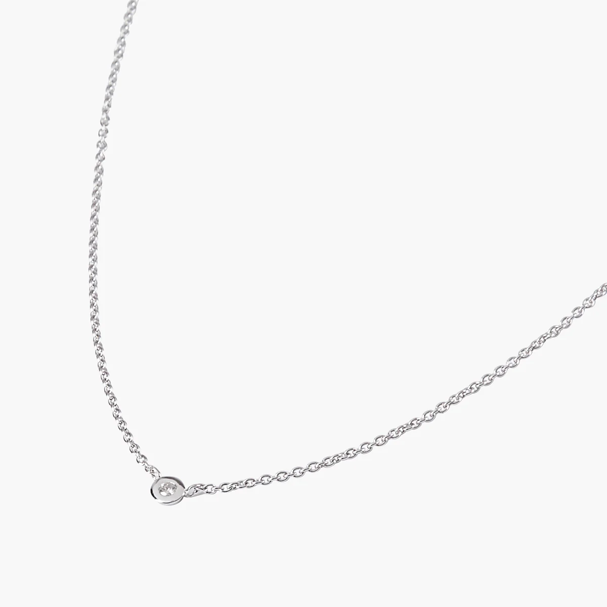 Collier fin argent 925 serti d'un Diamant 0.03 Carat - Image 3