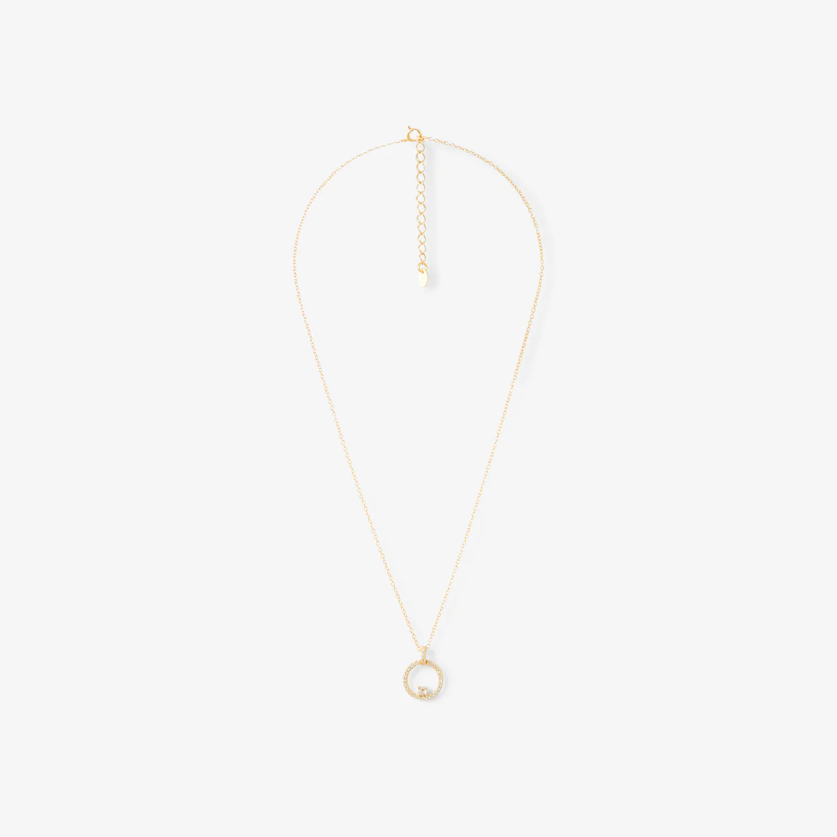 Collier pendentif cercle avec strass de zircon - argent garanti 925 doré à l'or fin - Image 2
