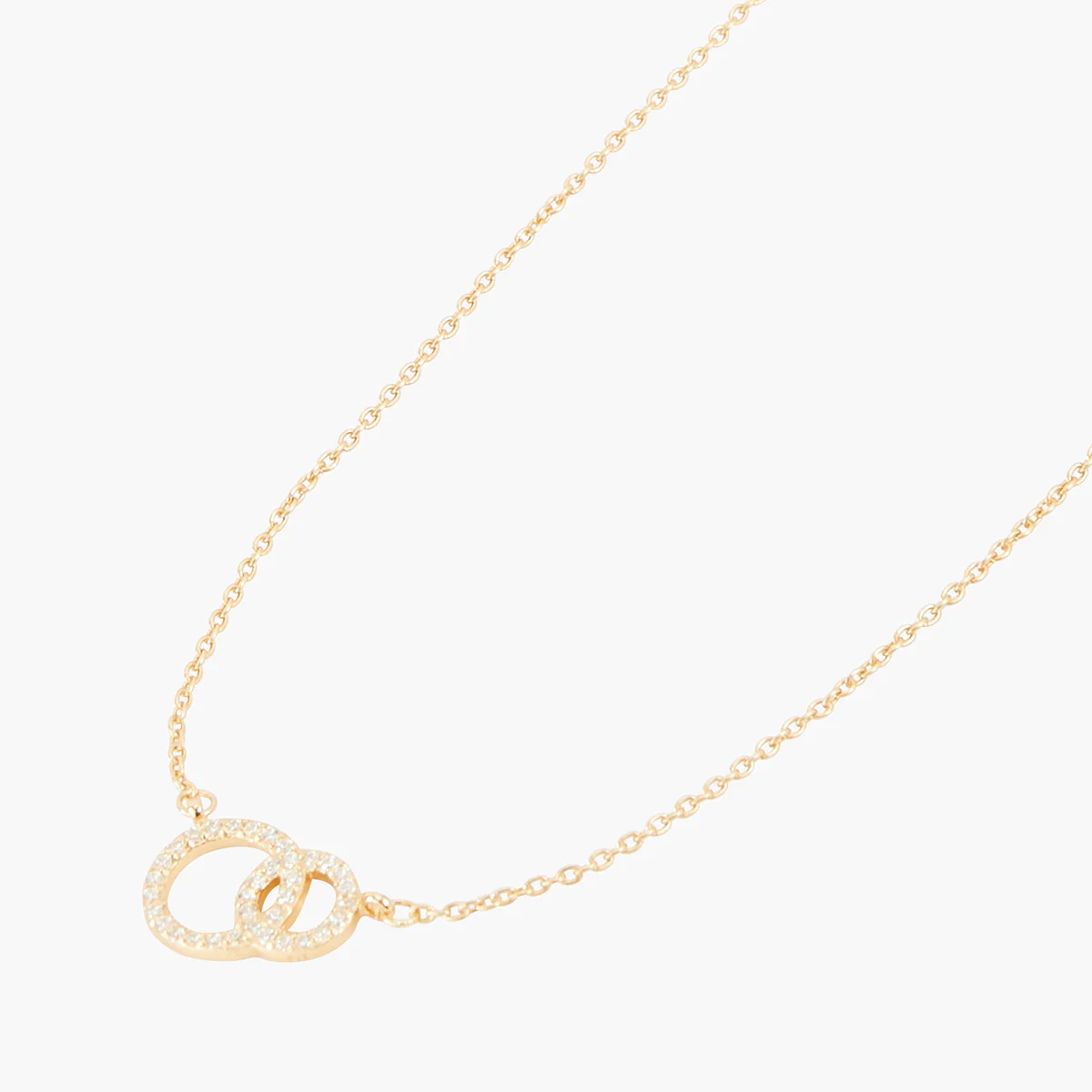 Collier pendentif double anneaux zircon - argent 925 doré - Image 3