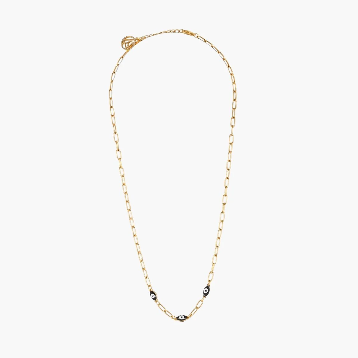 Collier perles œil acier inoxydable doré - Image 3