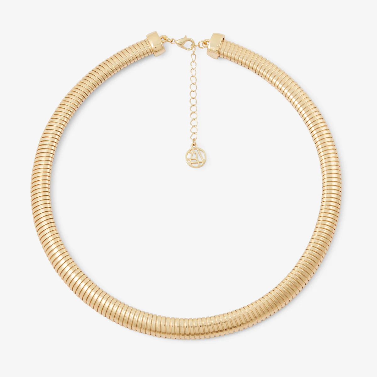 Collier torque en métal strié doré
