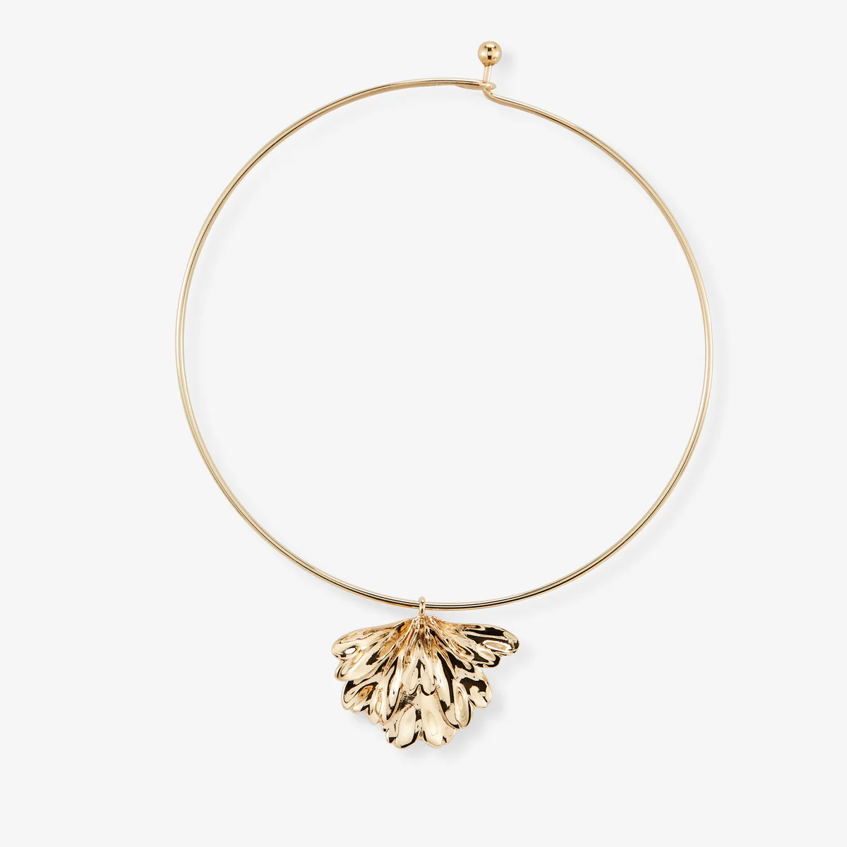 Collier torque grosse fleur dorée - Image 2