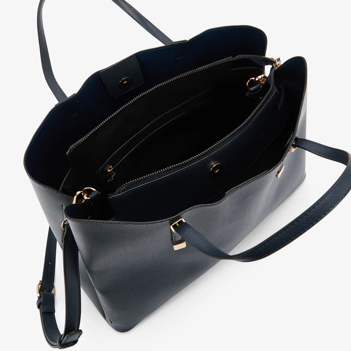 Grand sac à main effet grainé bleu marine - Image 4