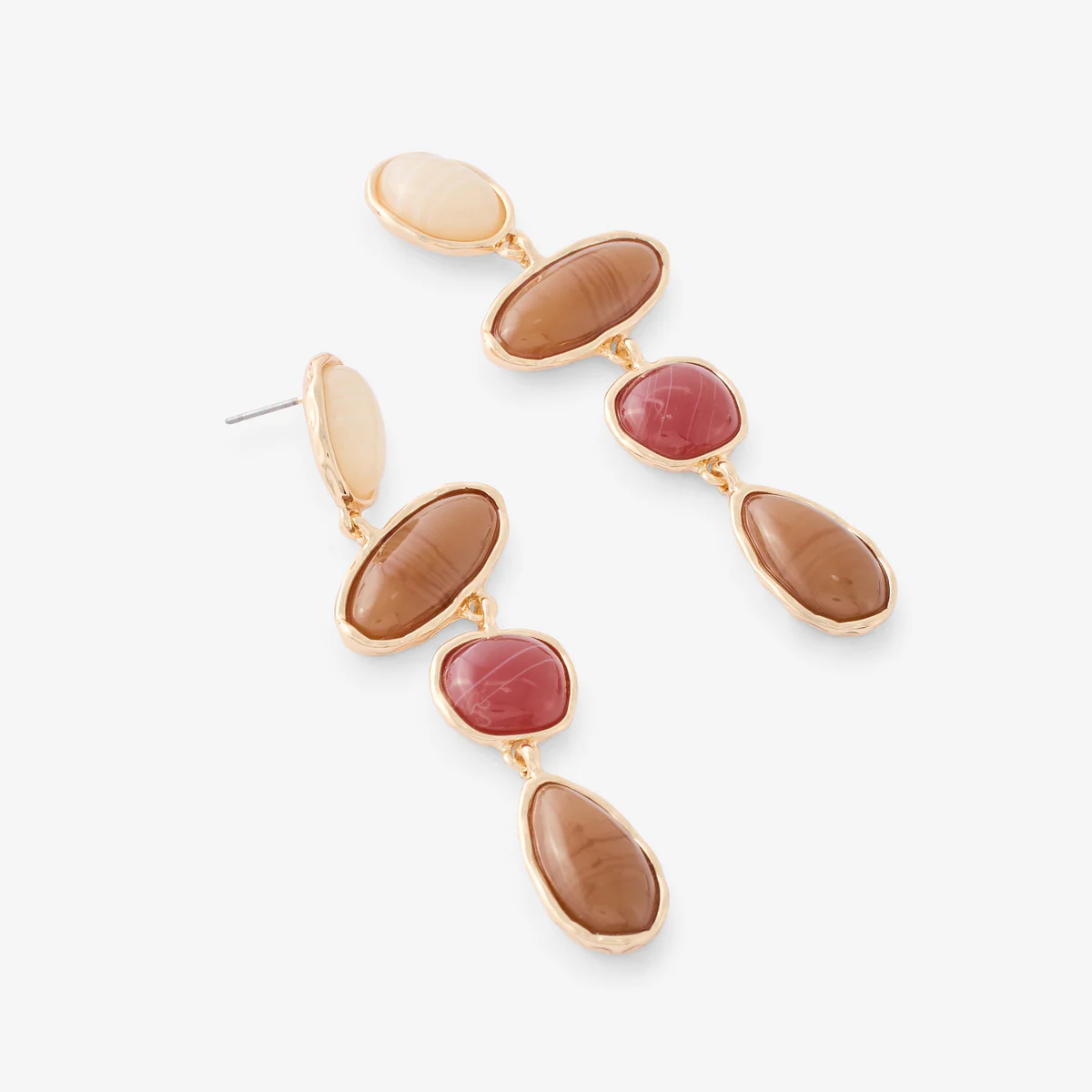 Longues boucles d'oreilles marrons et rouges - Image 3