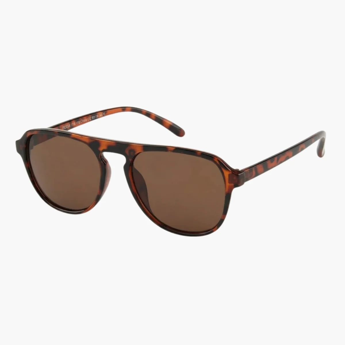 Lunettes de soleil écaille marron forme aviateur - Image 2
