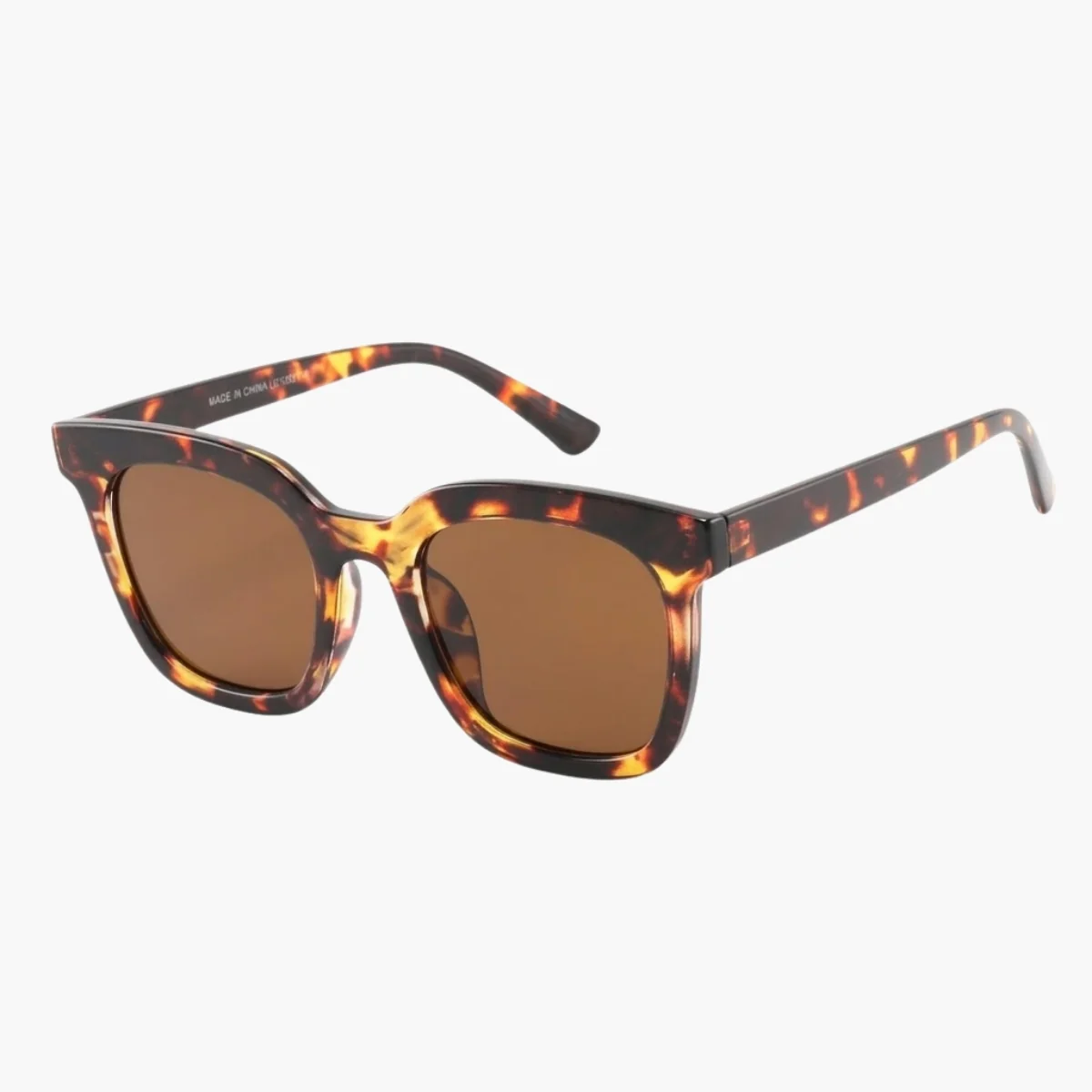Lunettes de soleil écaille marron forme carrée - Image 2
