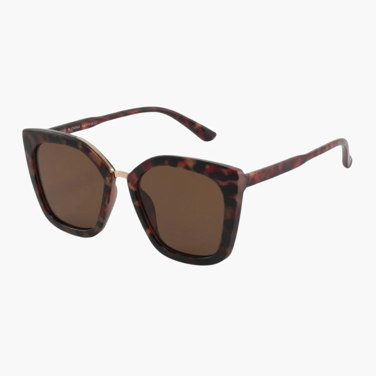 Lunettes de soleil écaille marron forme carrée - Image 2