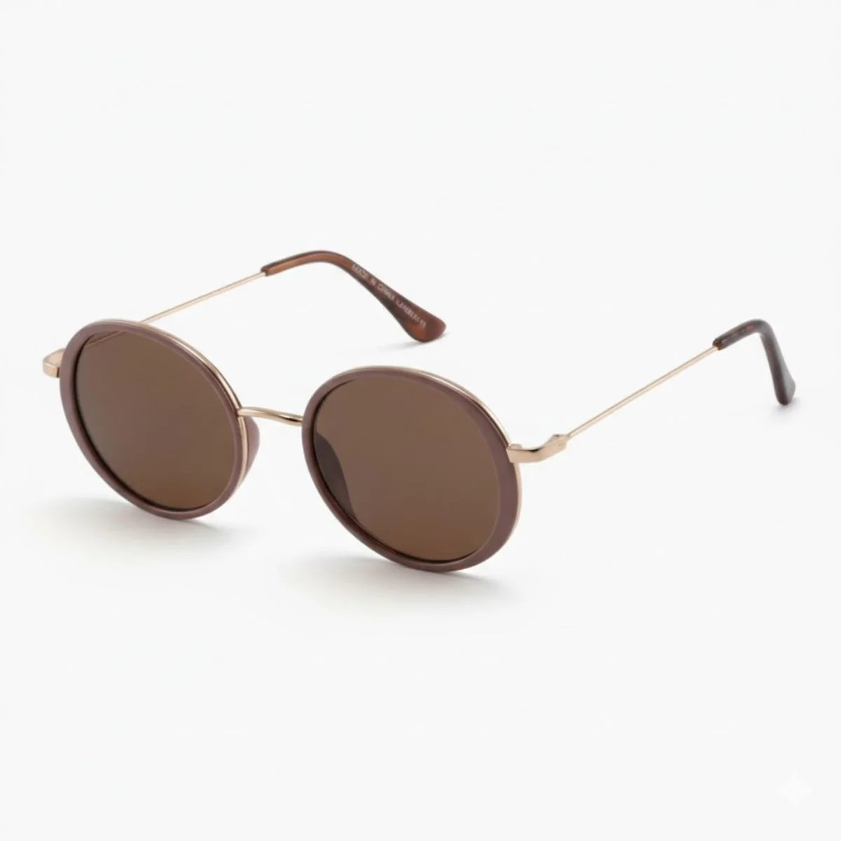 Lunettes de soleil taupes forme ronde - Image 3