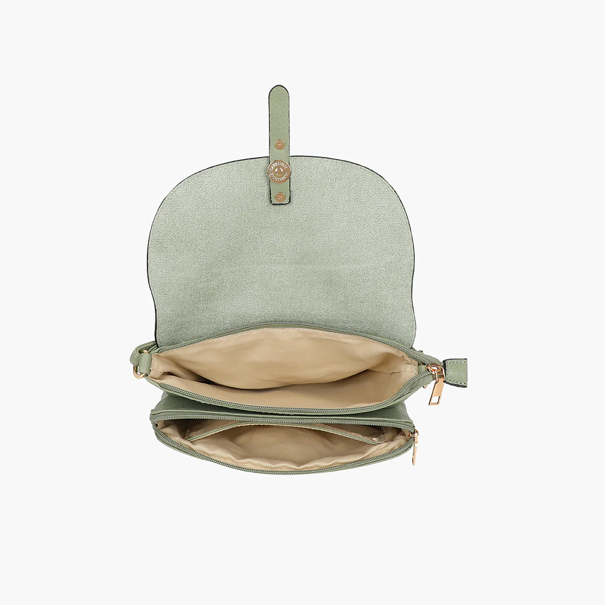 Petit sac à bandoulière effet grainé vert clair - Image 4