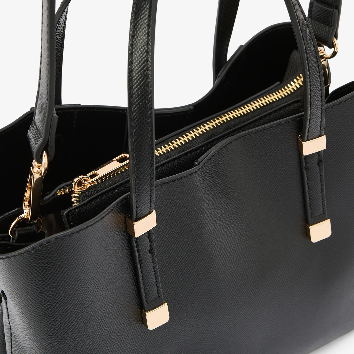Petit sac à main effet grainé noir - Image 5
