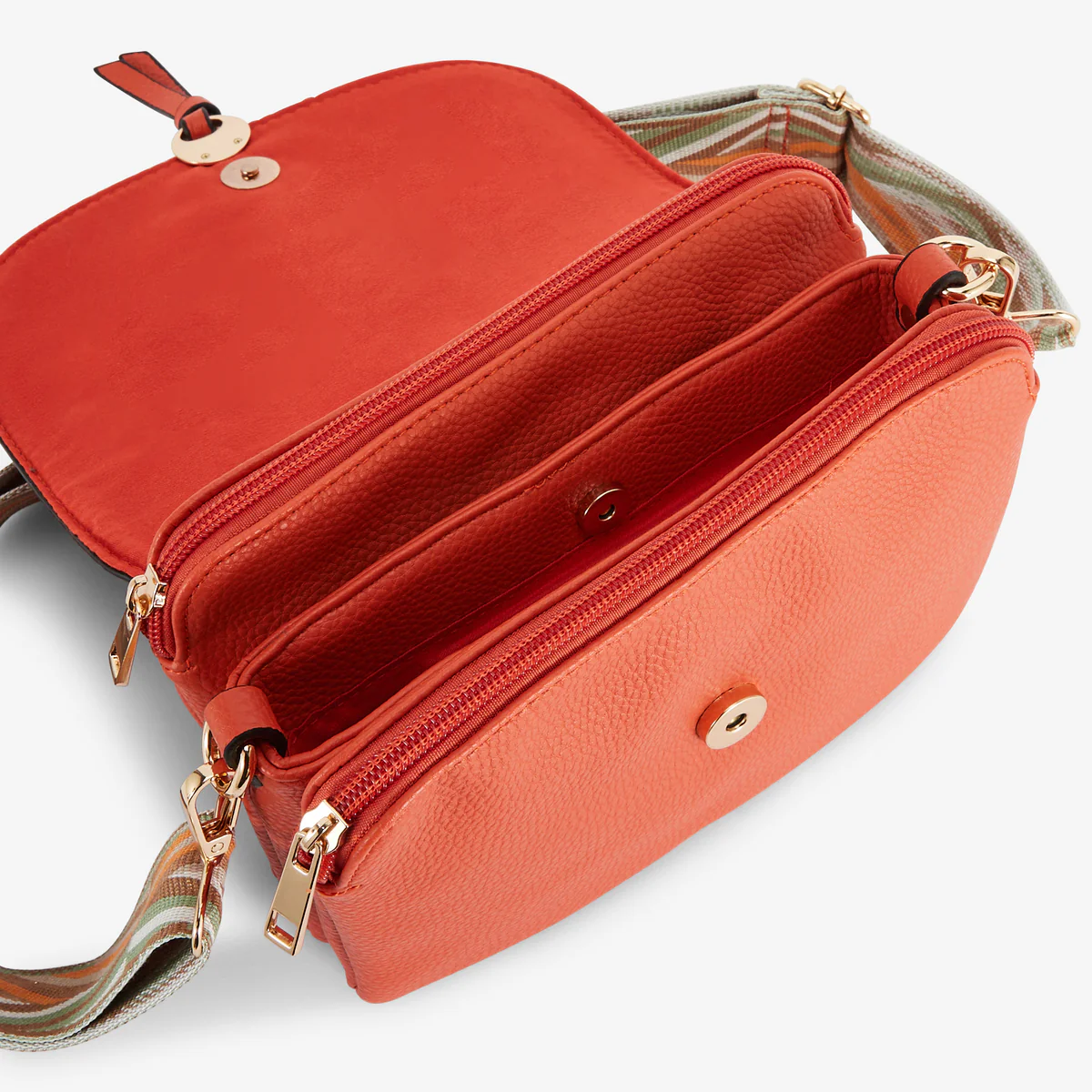 Petit sac orange avec bandoulière à motif géométrique - Image 4