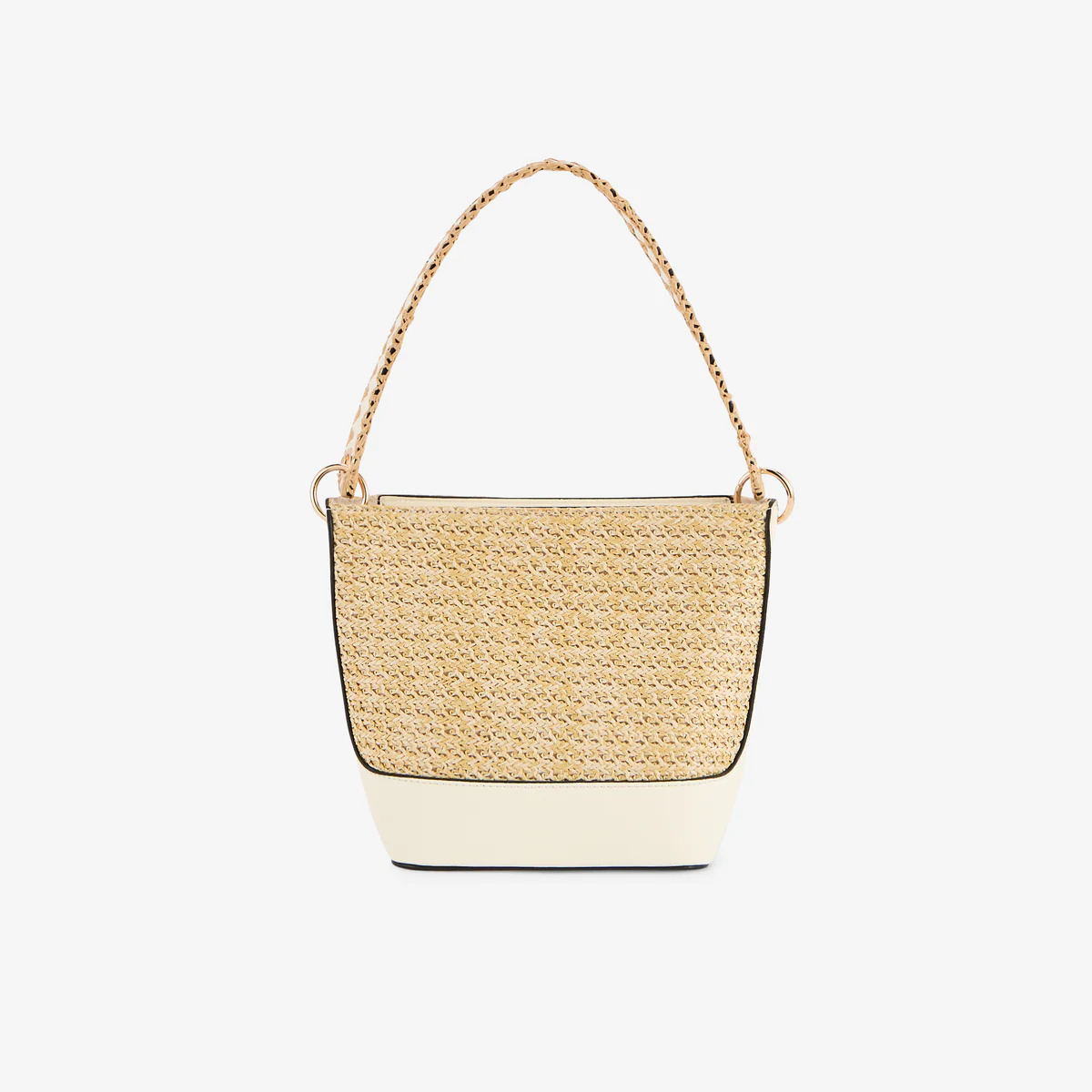 Petit sac seau effet paille blanc - Image 4